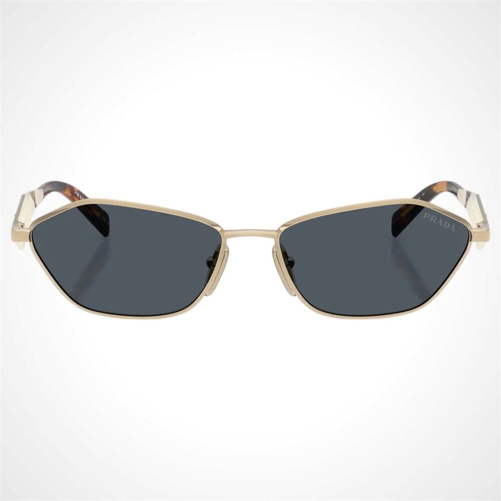 New PRADA Sunglasses Gold Metal 3D Logo Aviator Cat Eye - Picture 2 of 5